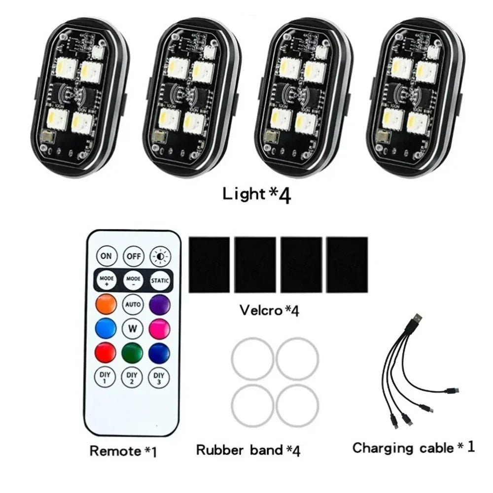 Wireless RGB LED Strobe Warning Light for Vehicles
