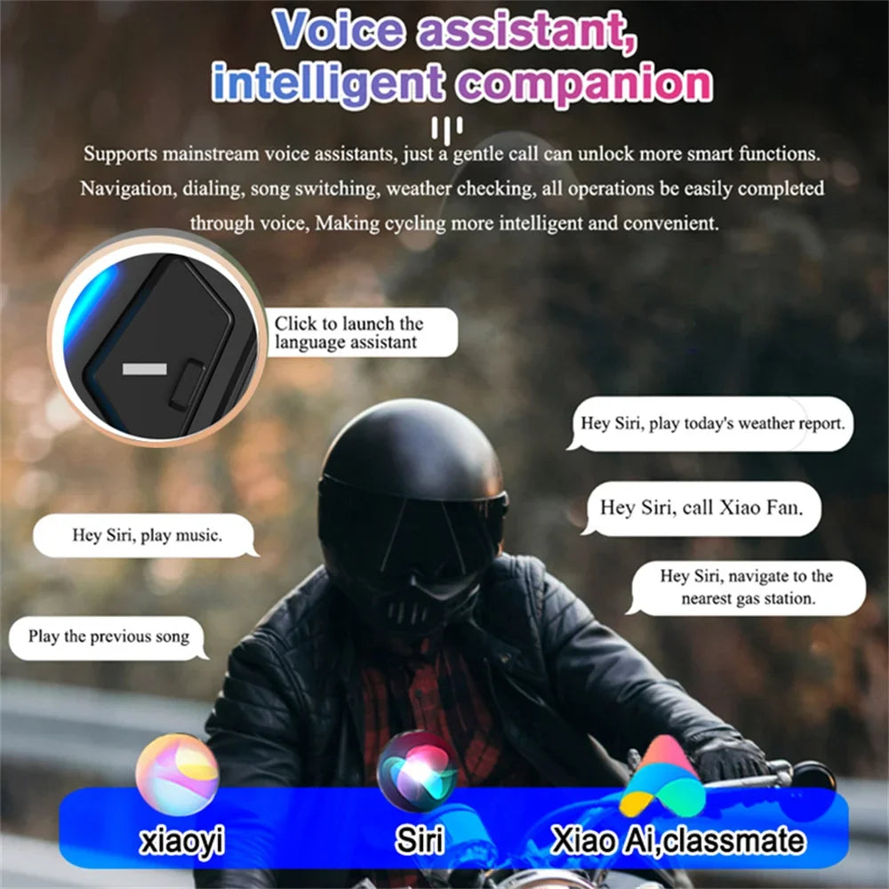 Bluetooth 5.4 Motorcycle Helmet Intercom Headset