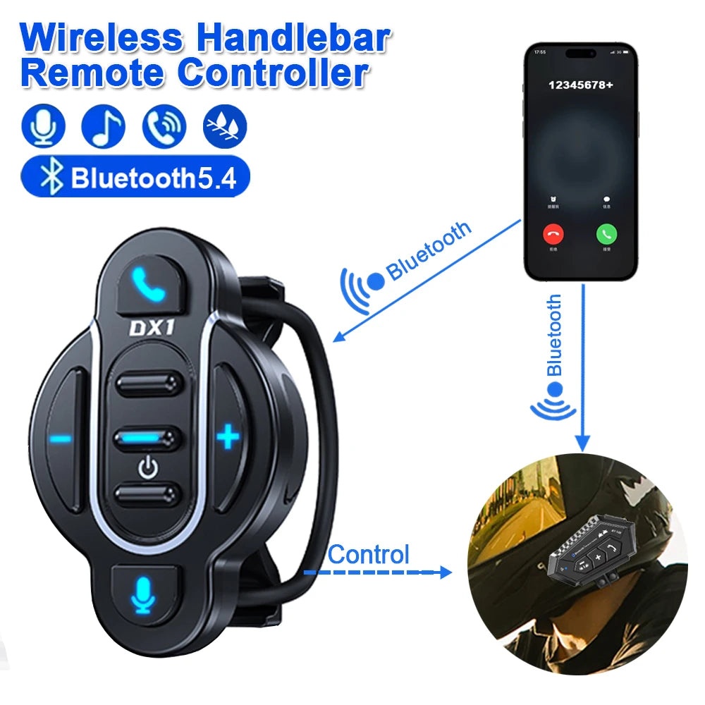 Wireless Motorcycle Handlebar Bluetooth Media Remote Controller
