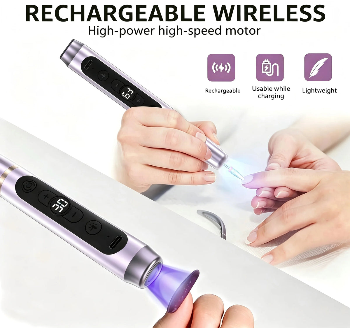 Professional Cordless Electric Nail File and UV Lamp Kit