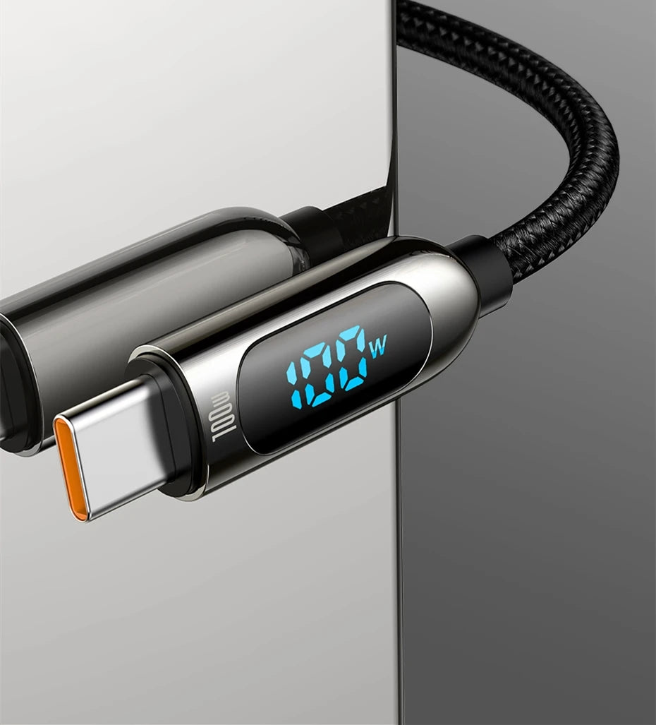 100W USB-C Fast Charging Cable with Digital Power Display - 16