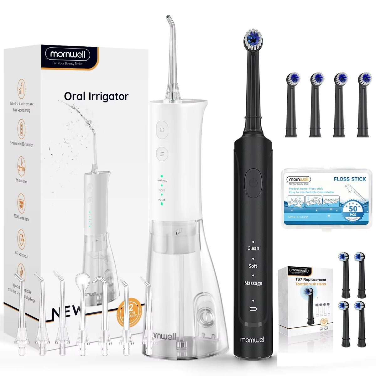 Portable Oral Irrigator and Electric Toothbrush Cleaning Kit