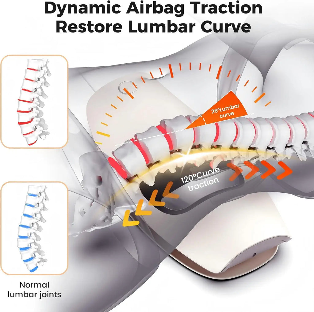 Electric Lumbar Back Stretcher and Waist Massager with Remote