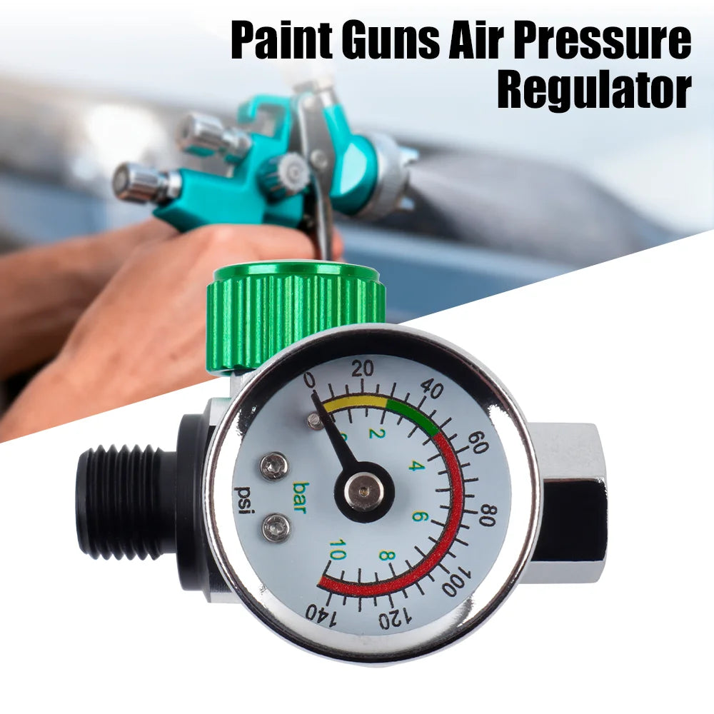 G1/4 Paint Spray Gun Air Pressure Regulator with Gauge - 4