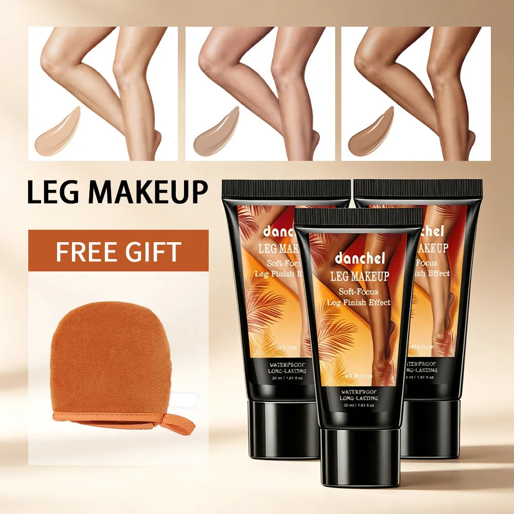 Waterproof Leg and Body Foundation with Application Glove