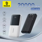 20000mAh Portable Power Bank with Integrated Fast Charging Cables