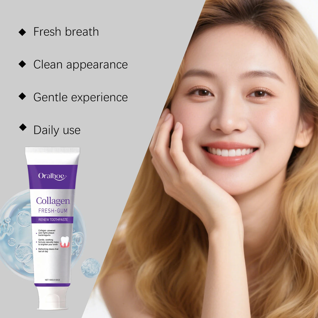 Collagen Whitening Toothpaste for Fresh Breath and Gum Care