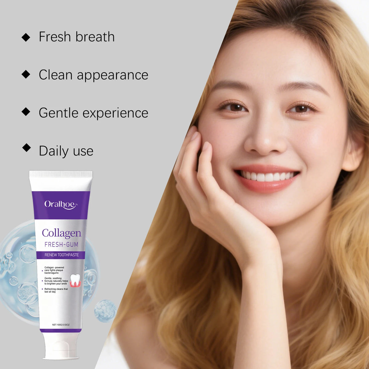 Collagen Whitening Toothpaste for Fresh Breath and Gum Care