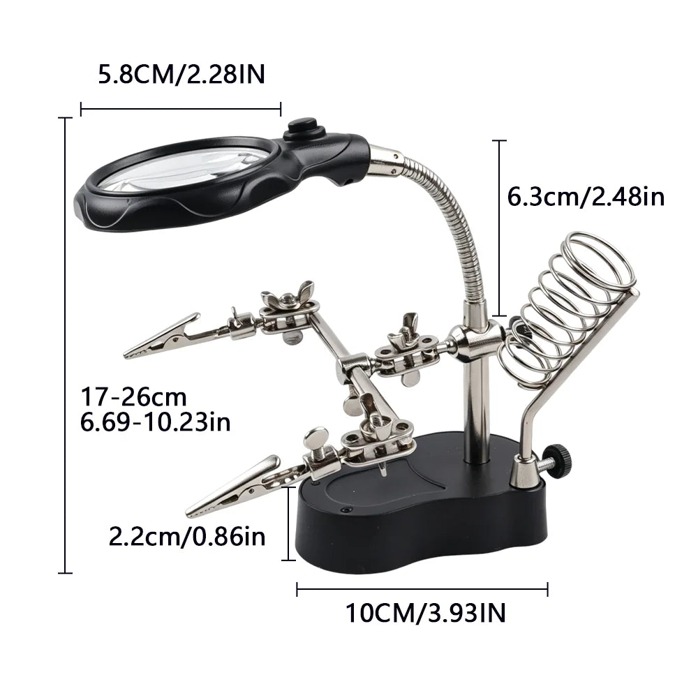 Soldering Helping Hand Station with LED Magnifying Glass - 8