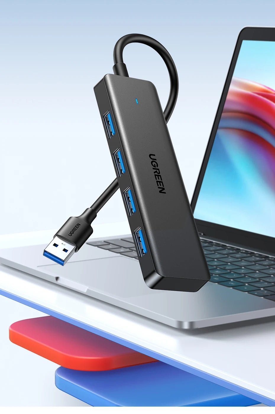 4-Port USB 3.0 Data Hub Splitter for Laptops and Desktop PCs