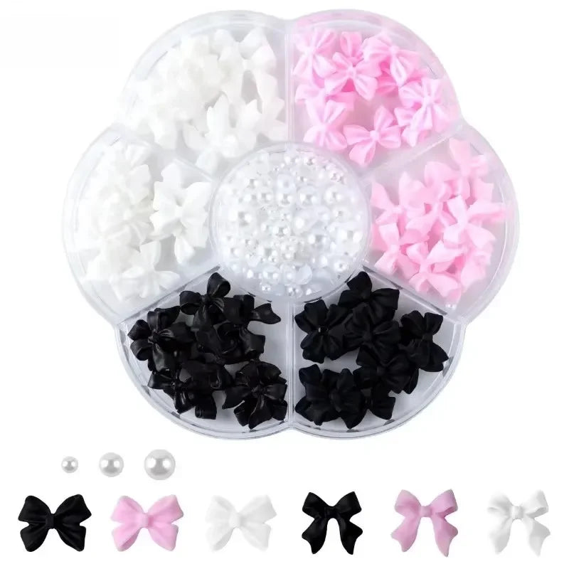 3D Mixed Bowknot and Flower Nail Art Decoration Set