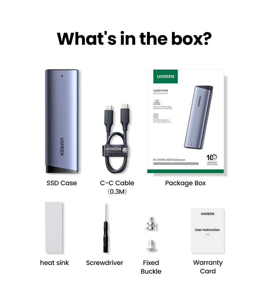 Dual Protocol M.2 NVMe and SATA SSD Enclosure 10Gbps USB-C Adapter - 21