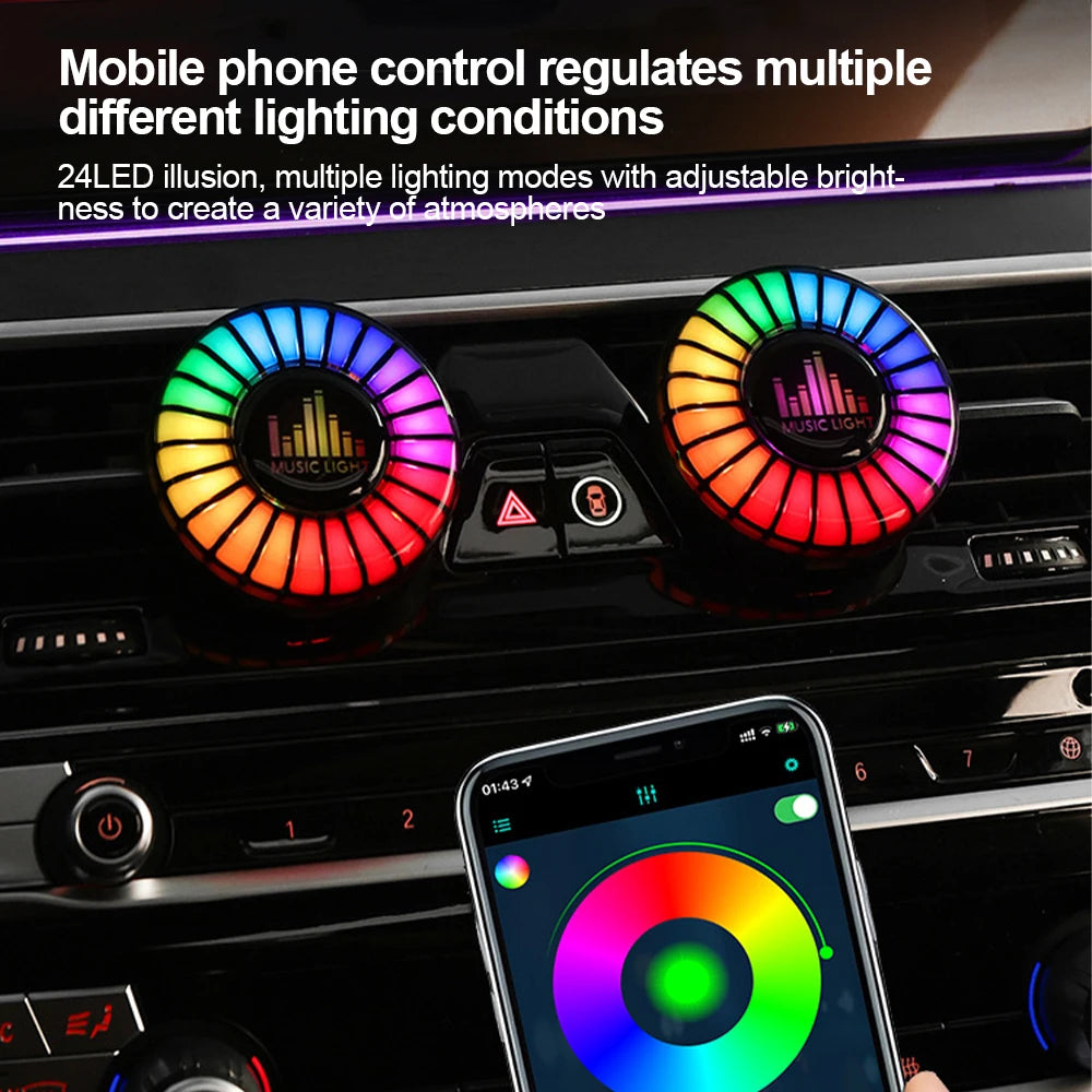 Car Air Vent Fragrance Diffuser with RGB Music Rhythm LED Light
