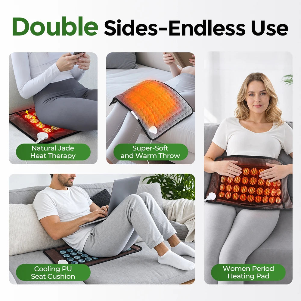 Double-Sided Natural Jade Heating Pad for Back and Muscle Relief