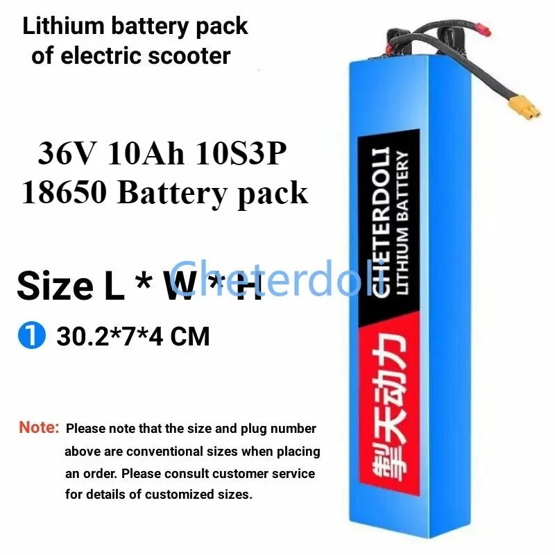 36V 10Ah Lithium Battery Pack for Electric Scooters and E-Bikes