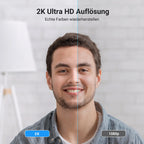 2K HD USB Webcam with Dual Microphones for Video Conferencing