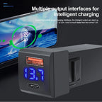 48W Dual USB Type-C PD and QC3.0 Car Charger Socket for Toyota
