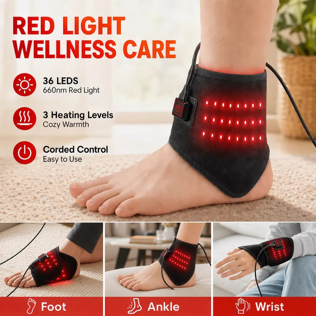 3-in-1 Red Light Therapy Heating Wrap for Ankle Foot and Wrist
