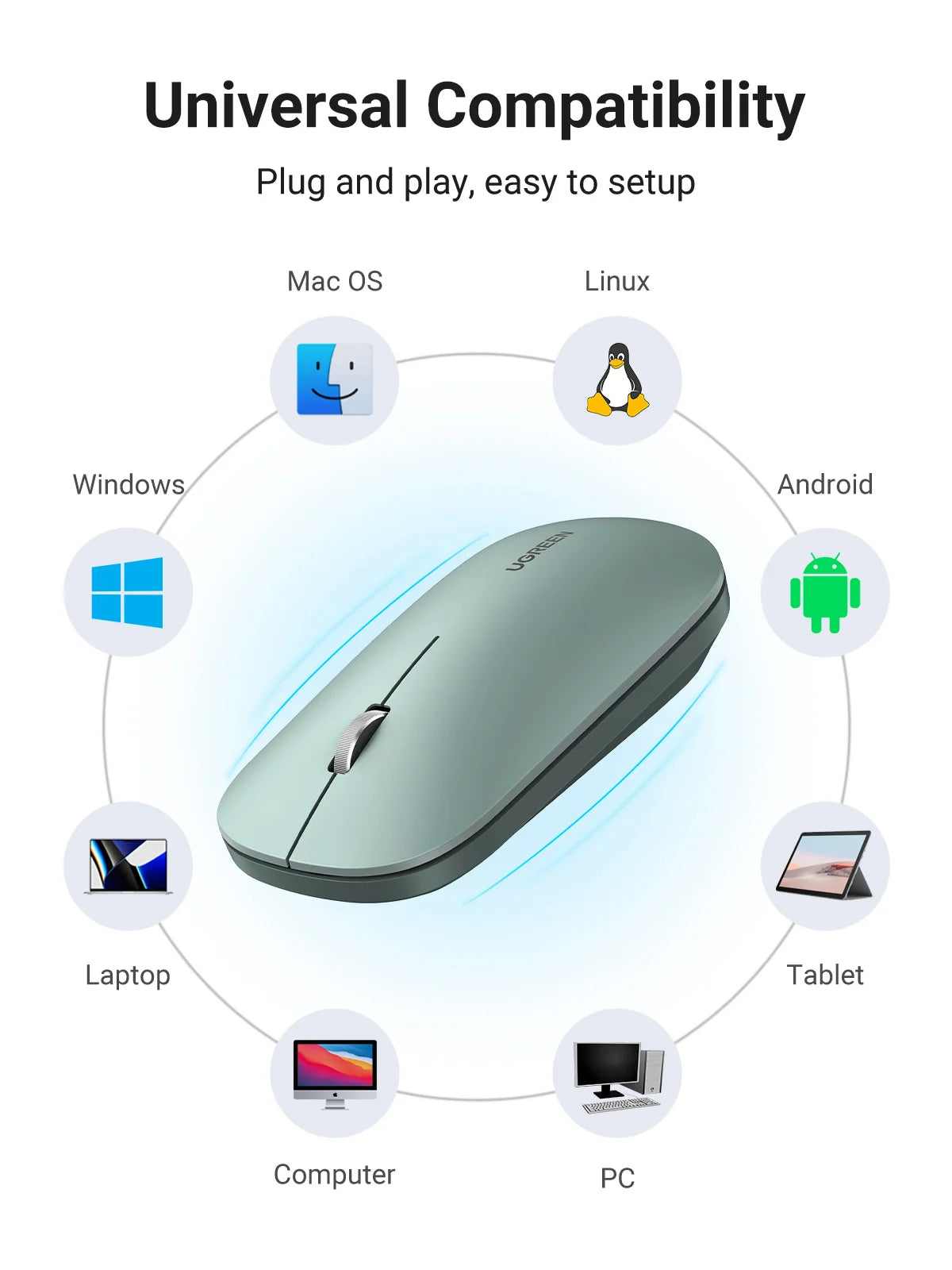 Slim Wireless Bluetooth Mouse with 4000 DPI Silent Click - 9