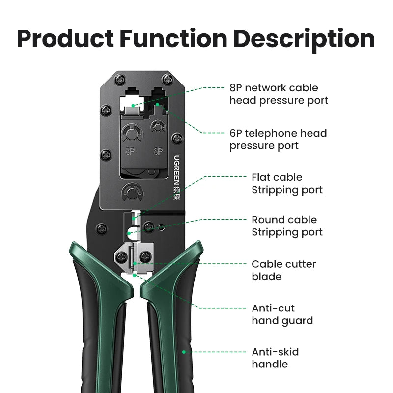 Multifunctional Ethernet Cable Crimper for RJ45 and RJ12 Connectors - 5
