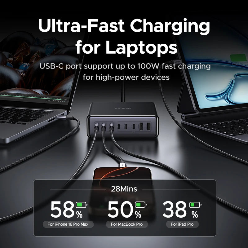 200W GaN Desktop Fast Charging Station for Laptops and Phones - 3