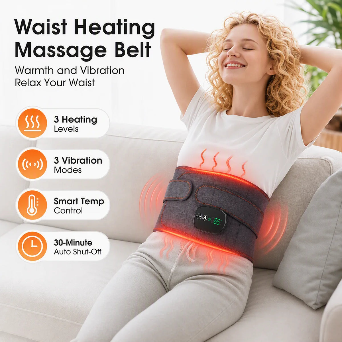 Cordless Heated Waist Massage Belt with Vibration