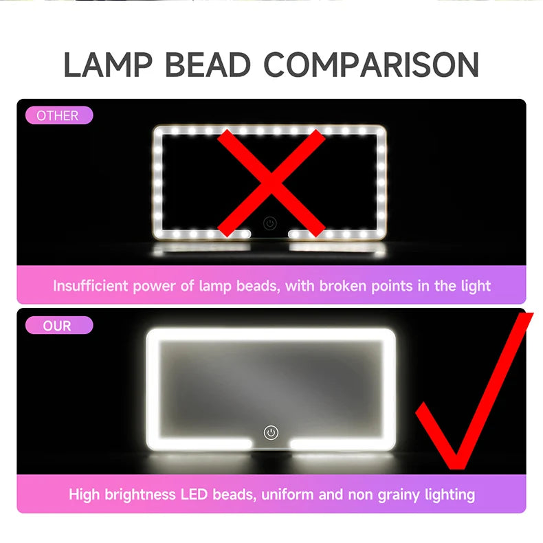 Rechargeable LED Car Sun Visor Makeup Mirror - 11