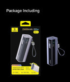 200W 25000mAh Fast Charging Power Bank with Retractable Cables