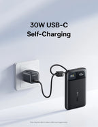 45W Fast Charging Power Bank with Dual Built-in USB-C Cables