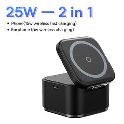 25W 2-in-1 Magnetic Wireless Charging Station for Smartphones