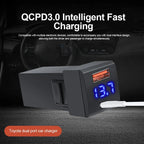 48W Dual USB Type-C PD and QC3.0 Car Charger Socket for Toyota