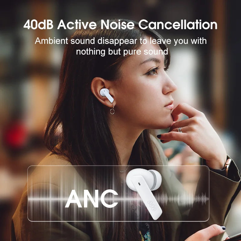 Active Noise Cancelling Wireless Earbuds with Bluetooth 5.2