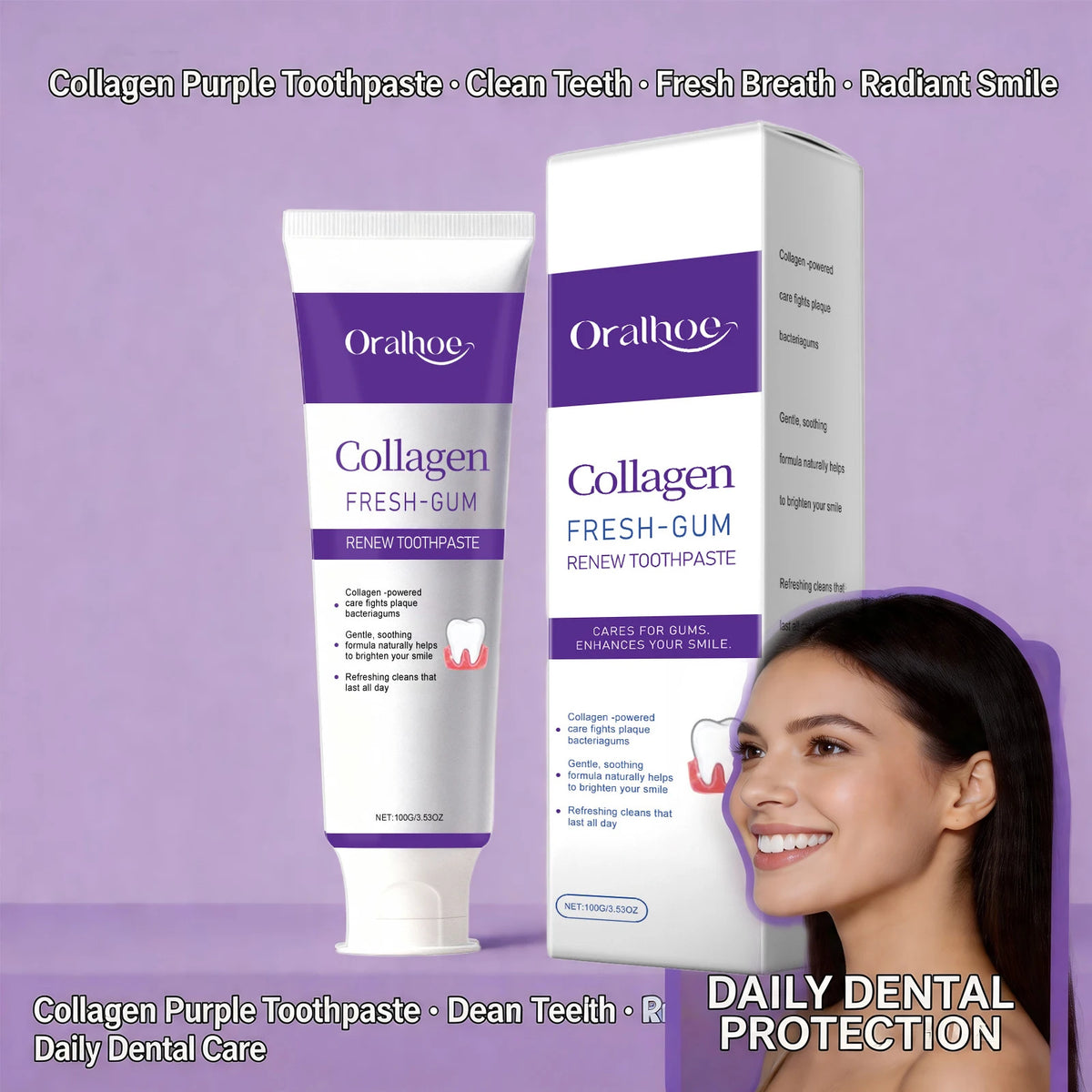Collagen Whitening Toothpaste for Fresh Breath and Gum Care