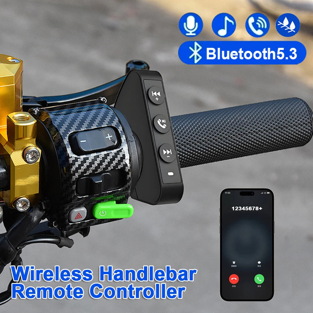 Wireless Bluetooth 5.3 Motorcycle Handlebar Media Remote Controller - 1