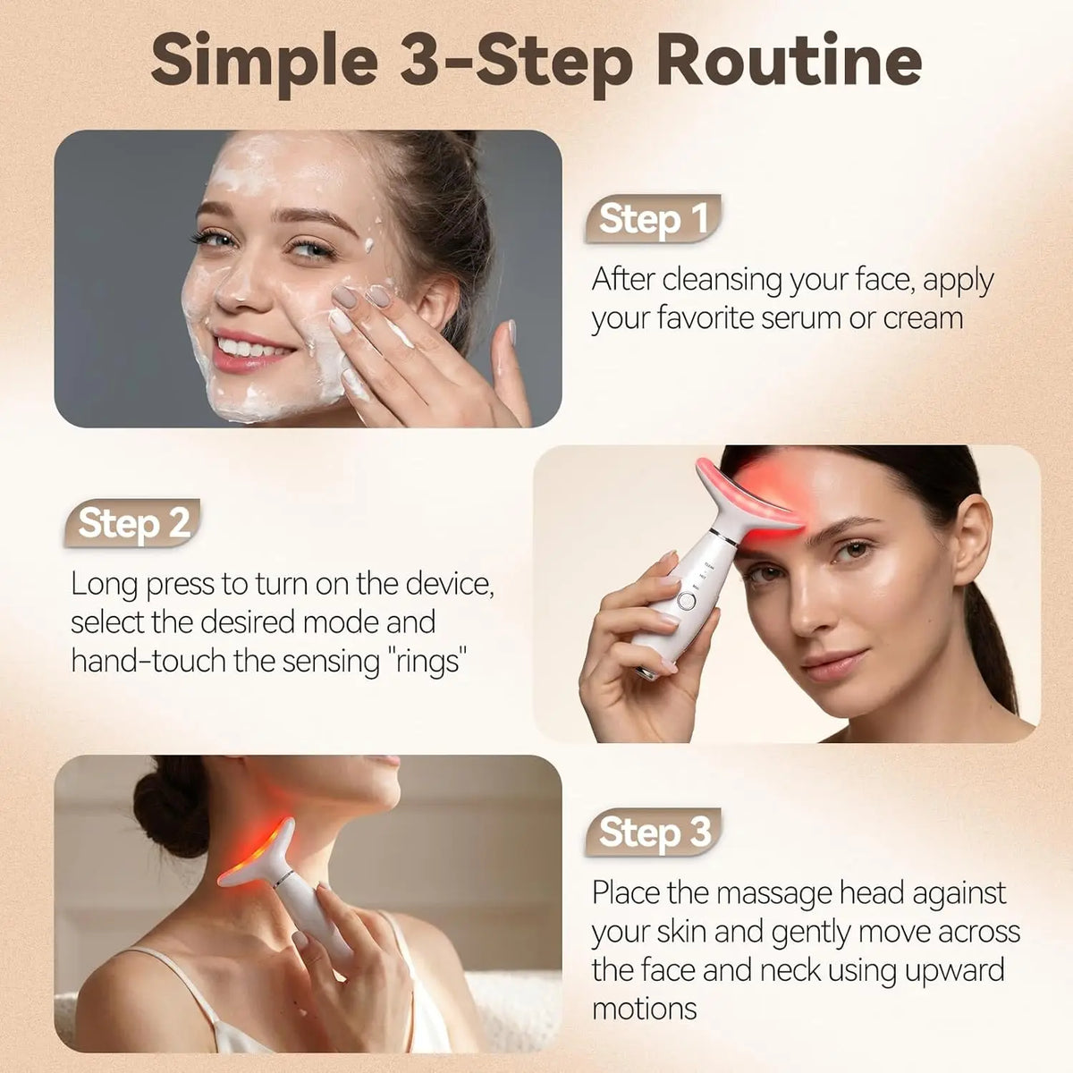 3-in-1 LED Light Therapy Facial and Neck Sculpting Massager
