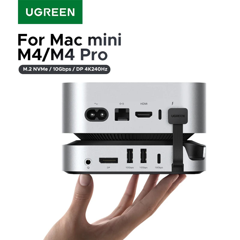 10-in-1 Docking Station for Mac Mini M4 with M.2 NVMe SSD Slot