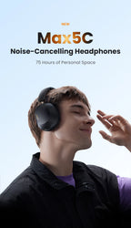Active Noise-Canceling Wireless Bluetooth Headphones with 75H Battery