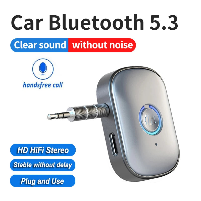Bluetooth 5.3 AUX Audio Receiver 3.5mm Wireless Stereo Adapter with Mic