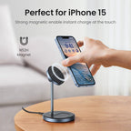 2-in-1 Magnetic Wireless Charging Stand for Phones and Earbuds
