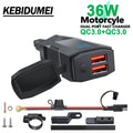 48W Dual USB-C & USB-A Motorcycle Phone Charger with Voltmeter
