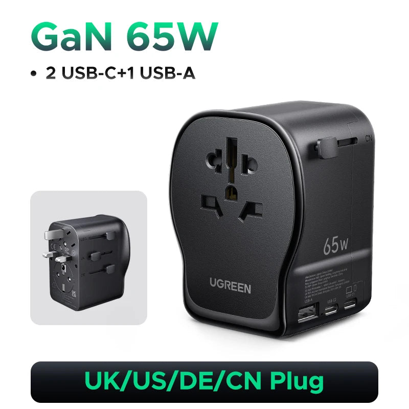 65W Universal Travel Adapter with USB-C Fast Charging