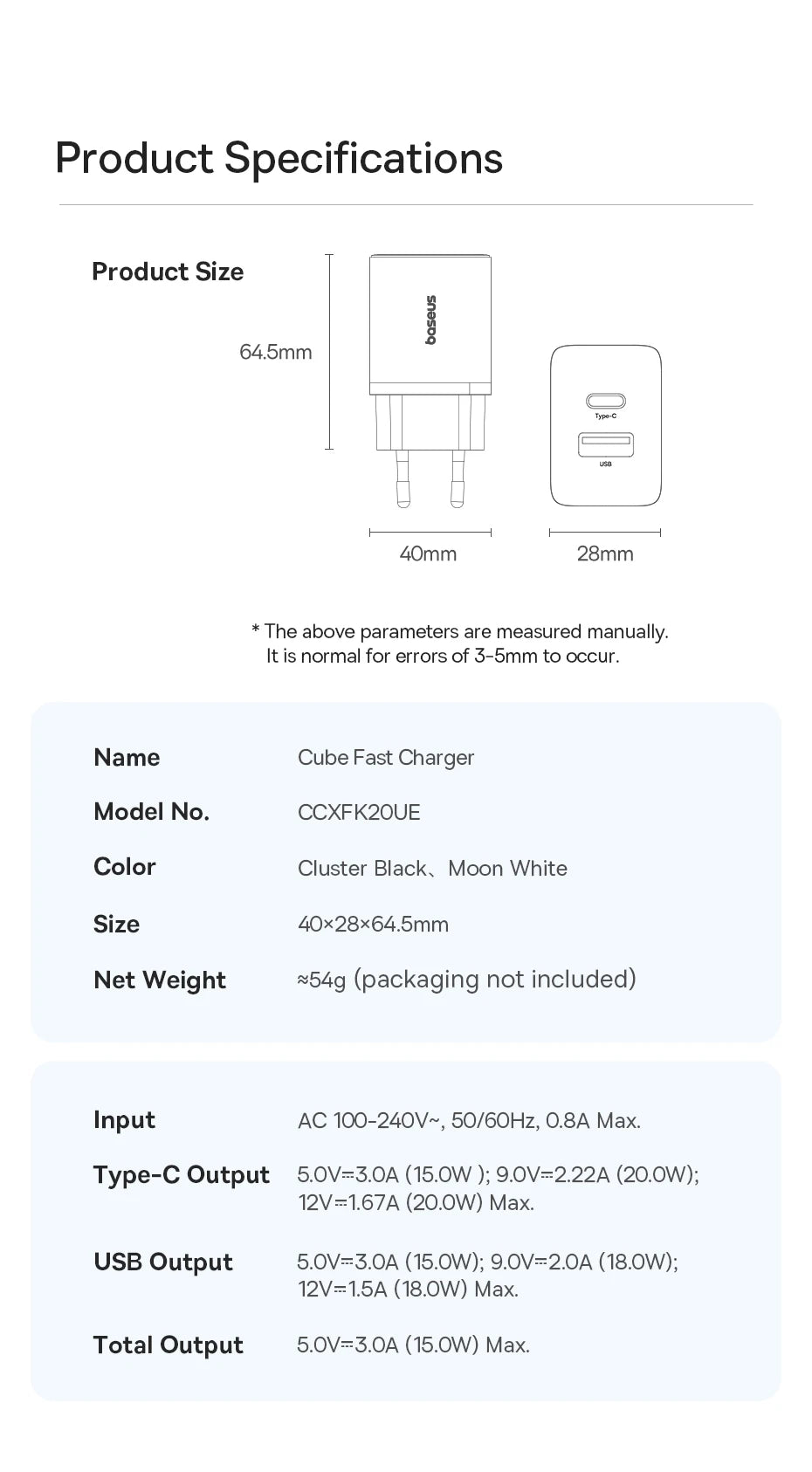 20W Dual Port Fast USB-C and USB-A Wall Charger - 13