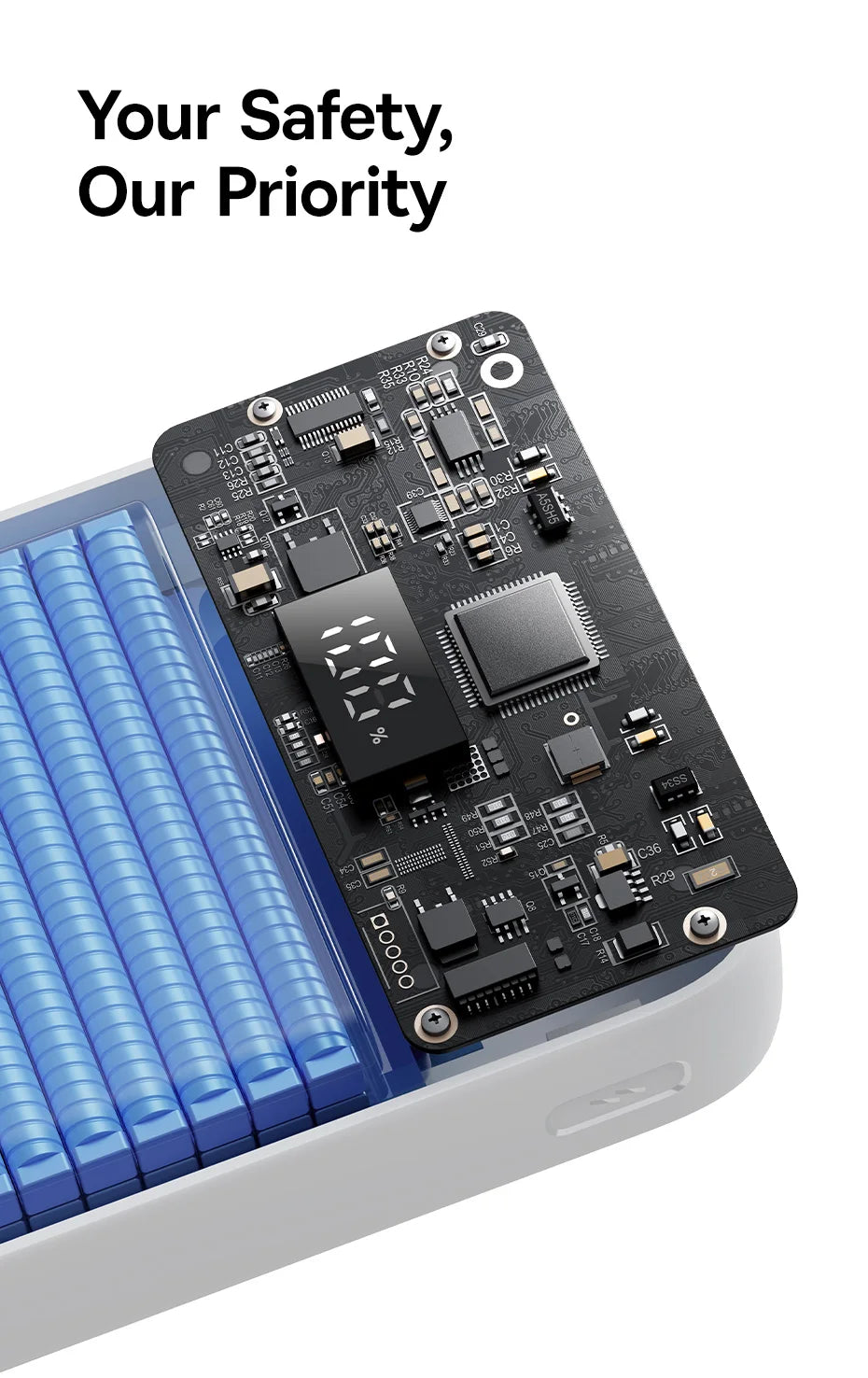 20000mAh Portable Power Bank with Integrated Fast Charging Cables
