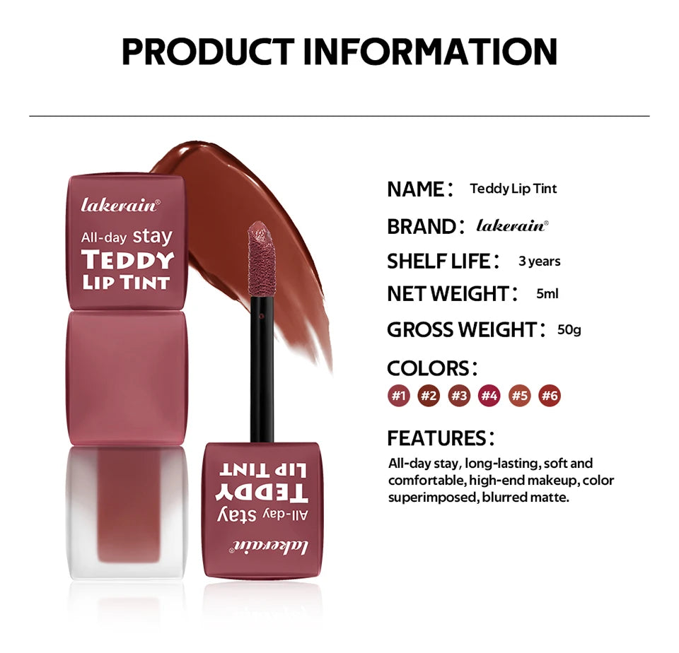Waterproof Long-Lasting Matte Teddy Lip Tint