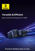 100W GaN USB-C Fast Wall Charger for Laptops and Smartphones
