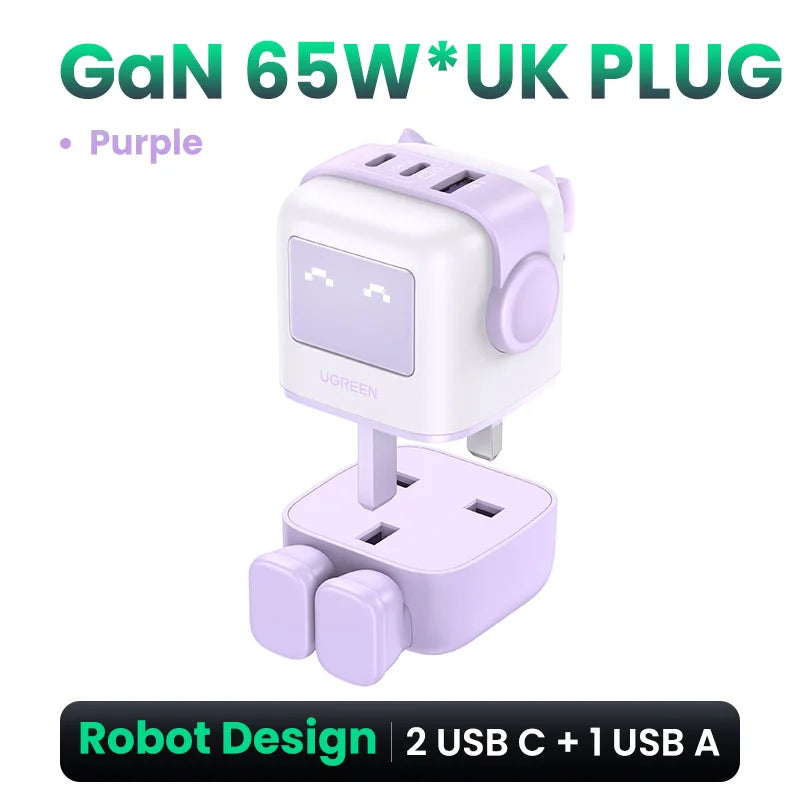 65W GaN USB-C Fast Charger with LED Display for Laptops and Phones