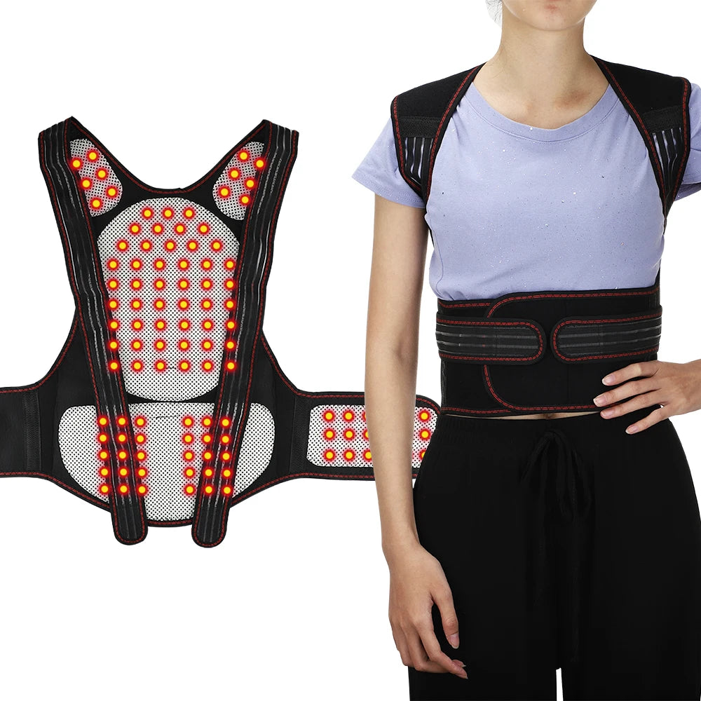 Self-Heating Tourmaline Magnetic Back and Shoulder Support Brace