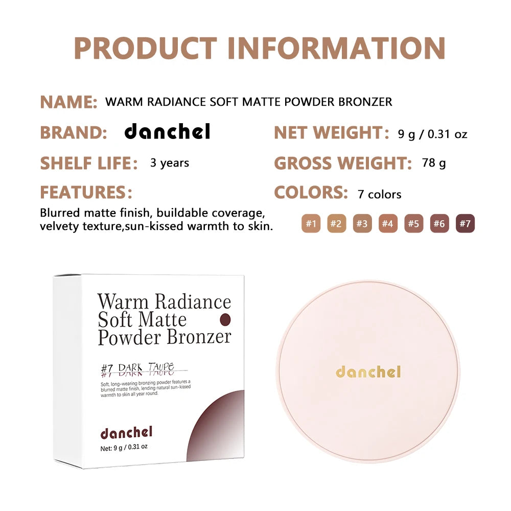 Soft Matte Bronzer Powder for Natural Face Contouring