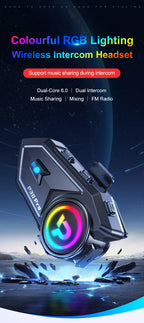 Bluetooth 6.0 Motorcycle Helmet Intercom Headset with FM Radio 500m