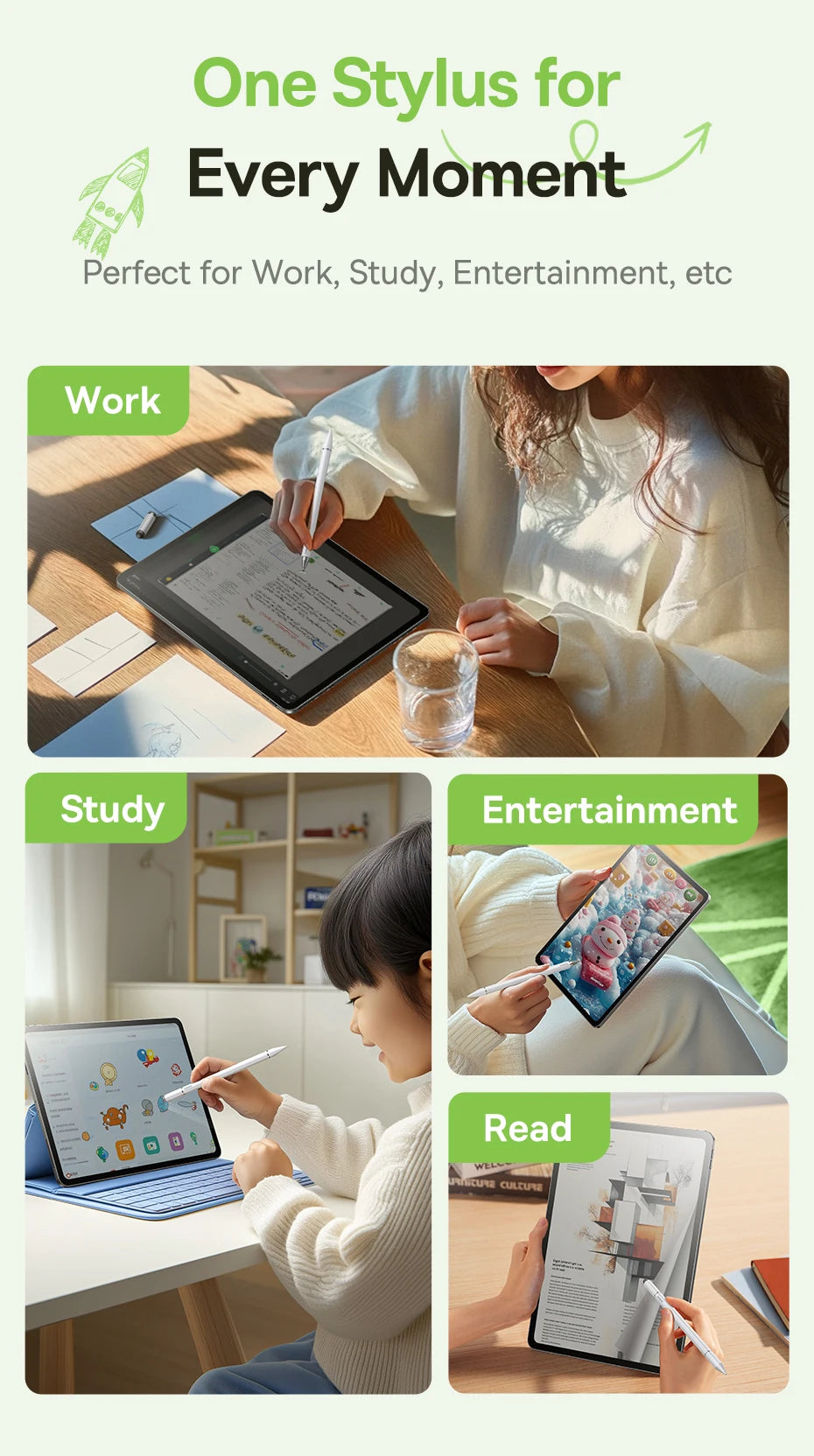 3-in-1 Universal Capacitive Stylus Pen for Touch Screens